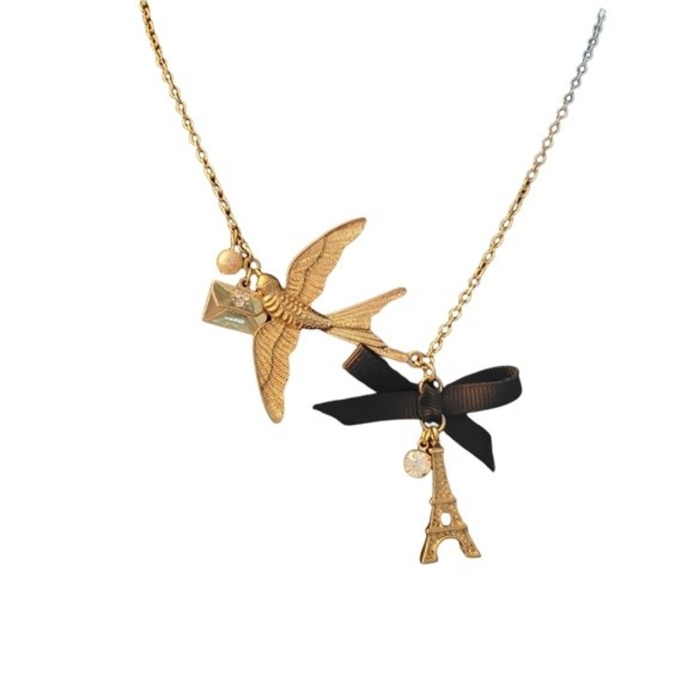 France Gold Necklace Eiffel Tower Bird Cute Dainty Y2K Jewelry